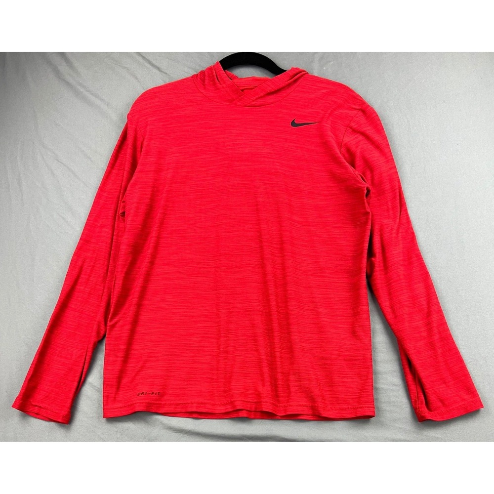 Nike Dri-FIT Hoodie Women Size M Training Top Red Heathered Long Sleeve Good